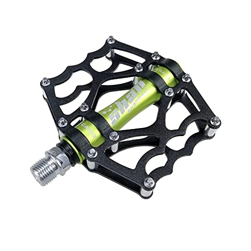 Mountain Bike Pedal : Zeroall Bike Pedals 9 / 16" Mountain Bike Pedals Aluminum Alloy Body Non-Slip Bicycle Pedals with Full Sealed Bearings & 12pcs Anti-Slip Pins, Cycling Wide Platform Pedals(Black Green)