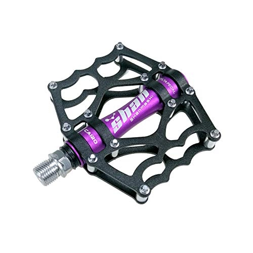 Mountain Bike Pedal : Zeroall Bike Pedals 9 / 16" Mountain Bike Pedals Aluminum Alloy Body Non-Slip Bicycle Pedals with Full Sealed Bearings & 12pcs Anti-Slip Pins, Cycling Wide Platform Pedals(Black Purple)