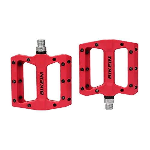 Mountain Bike Pedal : Zeroall Bike Pedals 9 / 16" Mountain Bike Pedals Nylon Fiber Body Non-Slip Bicycle Pedals with 16pcs Anti-Slip Pins, Cycling Wide Platform Pedals(Red)