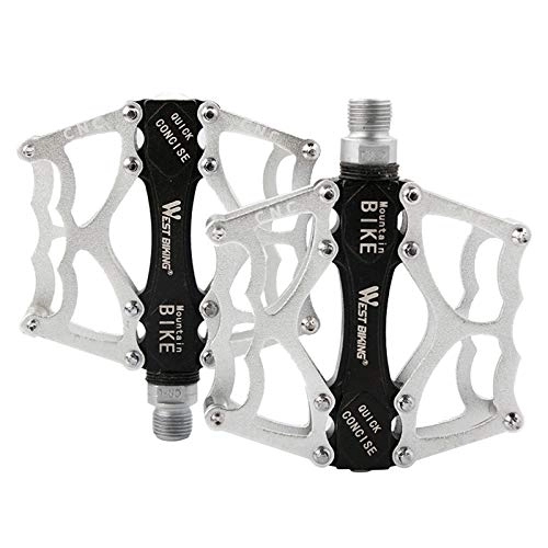 Mountain Bike Pedal : Zeroall Ultralight Bike Pedals 9 / 16" Mountain Bike Pedals Aluminum Alloy Non-Slip Bicycle Pedals with Full Sealed Bearings & 12pcs Anti-Slip Pins, Cycling Wide Platform Pedals(Silver)