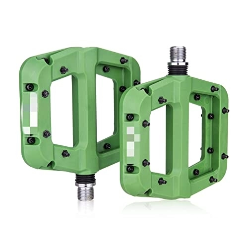 Mountain Bike Pedal : ZHANGJIN LINGJ SHOP MTB Bike Pedal Nylon 2 Bearing Composite 9 / 16 Mountain Bike Pedals High-Strength Non-Slip Bicycle Pedals Surface Compatible With Road BMX MT (Color : Green)