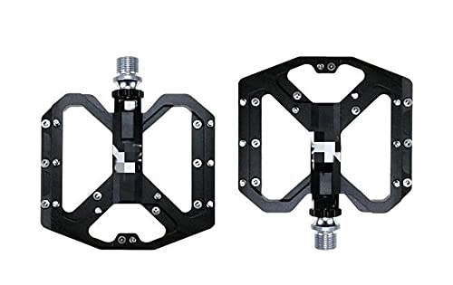 Mountain Bike Pedal : ZHANGQI jiejie store 2020 New Mountain Non-Slip Bike Pedals Platform Bicycle Flat Alloy Pedals 9 / 16" 3 Bearings Fit For Road MTB Fixie Bikes (Color : Black)