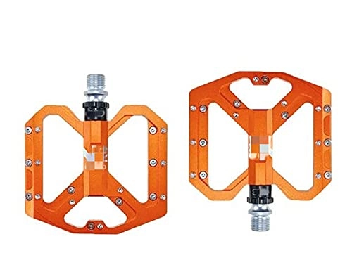 Mountain Bike Pedal : ZHANGQI jiejie store 2020 New Mountain Non-Slip Bike Pedals Platform Bicycle Flat Alloy Pedals 9 / 16" 3 Bearings Fit For Road MTB Fixie Bikes (Color : Orange)