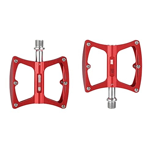 Mountain Bike Pedal : ZHANGQI jiejie store Mountain Bike Pedals Wide Plate Bicycle Pedals Universal 9 / 16 Anti-slip Bike Pedals Sets With Ball Bearing Black / Red (Color : Red)