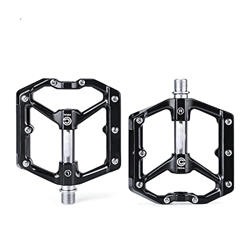 Mountain Bike Pedal : ZHANGQI jiejie store MTB Pedals Ultralight Bicycle Aluminum Pedal Mountain Road Parts Sealed Bearing Flat Platform All-round Pedals Bike Accessories (Color : Black titanium)