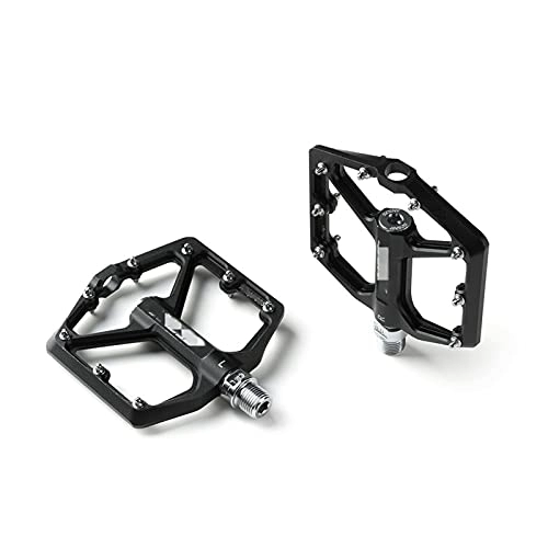 Mountain Bike Pedal : ZHANGQI jiejie store Ultralight Bicycle Pedal Mountain Bike Pedals Platform Bicycle Non-Slip Flat Alloy Pedals 9 / 16" Pedals Bicycle Accessorie (Color : Black)