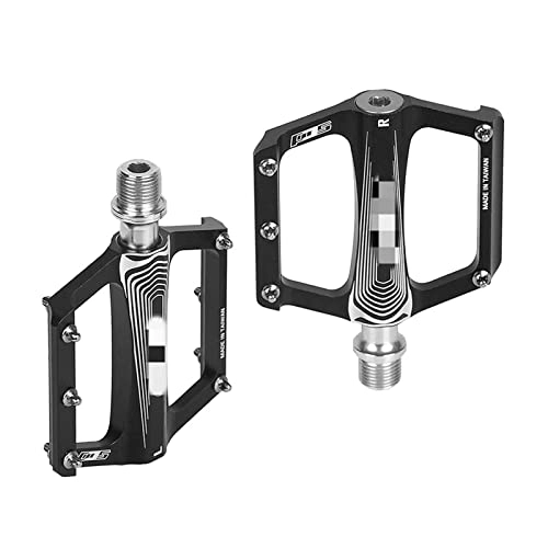 Mountain Bike Pedal : ZHANGWW ZWF Store Bicycle Pedal Folding MTB Bike Pedals Aluminium Alloy Flat Bicycle Platform Pedals Mountain Bike Pedals Cycling Road Pedals (Color : Black)