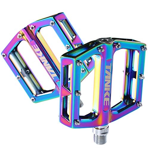 Mountain Bike Pedal : ZHIPENG Bicycle Cycling Bike Pedals, New Aluminum Anti Slip Durable Mountain MTB Bike Pedals Ultralight Cycling Road Bike Hybrid Pedals Stylish And Colorful Colors
