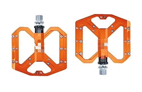 Mountain Bike Pedal : ZHIQIANG wuli store Flat Foot Ultralight Mountain Bike Pedals MTB CNC Aluminum Alloy Sealed 3 Bearing Anti-slip Bicycle Pedals Bicycle Parts (Color : Orange)