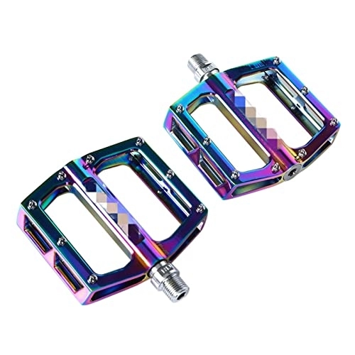 Mountain Bike Pedal : ZHIQIANG wuli store Oil Slick Mountain Bicycle Pedals MTB Platform Aluminum Road Bike Pedals Bearing Anti-Silp BMX Folding Bike Pedals Bicycle Parts (Color : Rainbow)