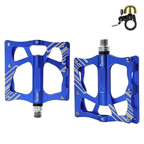 Mountain Bike Pedal : ZHLZH Bicycle Pedals / Pedals / Lightweight Mountain Bike Pedals, CNC Bicycle Pedals 3 Sealed Bearings Ultralight Pedals Alloy Mountain Bike Road Bike Cycling MTB AccessoriesGift Bike Copper Bell, Blue-1