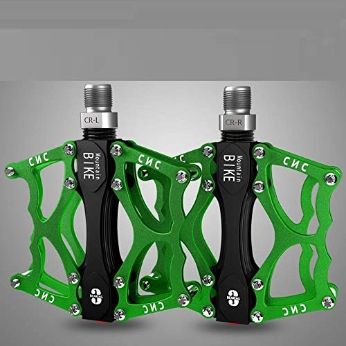 Mountain Bike Pedal : zhtt Pedals, Bicycle Cycling Bike Pedals, New Aluminum Antiskid Durable Mountain Bike Pedals Road Bike Hybrid Pedals, B Green