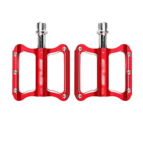 Mountain Bike Pedal : ZHUANYIYI Bike Pedal, Aluminum Alloy Bicycle Pedal, Bicycle Accessories, Non-Slip Pedal, with Sealed Bearing Bicycle Flat, for Road / Mountain / MTB / BMX Bike (Color : Red)