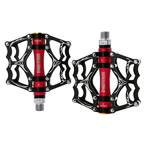 Mountain Bike Pedal : ZHUANYIYI Bike Pedal, Ultra-Light Aluminum Alloy Pedals, No-Slip Stud Design, 3 Sealed Bearings, 9 / 16 CNC Pedal for Mountain Road Bike (Color : A)