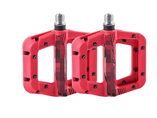 Mountain Bike Pedal : ZHUSHANG SHUANGX Bicycle Nylon Pedal Ultralight Nylon MTB Pedals Bearing Anti-slip 9 / 16 inch Mountain Bike Cleats Pedal Bicycle Accessories Parts (Color : XLHAEAHL-RED)
