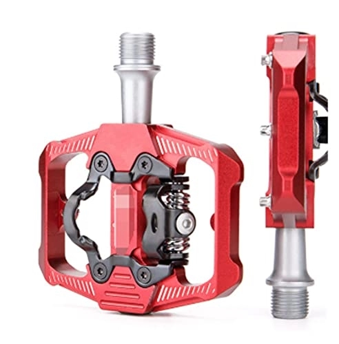 Mountain Bike Pedal : ZHUSHANG SHUANGX Bike Pedal SPD Mountain Bike Clipless Pedals Aluminum Alloy Bicycle Pedals Dual Platform Fit For MTB Mountain Bike Road Bike (Color : XLHAEAHL-RED)