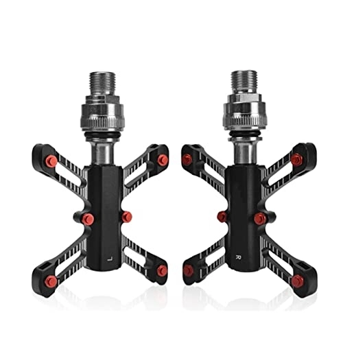Mountain Bike Pedal : ZHUSHANG SHUANGX Mountain Bike Pedals Quick Release Ultralight Bicycle Pedals With Safety Buckle Fit For Folding Bike / Road Bike Bicycle Accessories (Color : DBAXCXDC-BLACK)