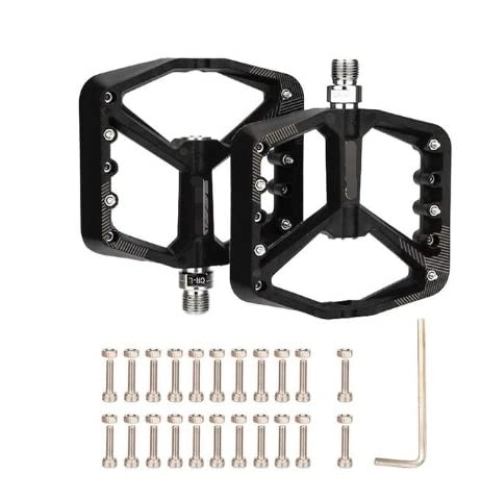 Mountain Bike Pedal : ZHUSHANG SHUANGX Non-Slip Bicycle Pedal 9 / 16 inch Nylon Fiber Mountain Bike Pedals Lightweight Bearing Pedal With 10 Anti-Skid Pins Fit For Mountai (Color : DBAXCXDC-BLACK)