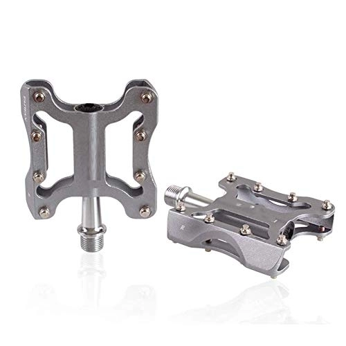 Mountain Bike Pedal : Zidao Bicycle pedals Aluminum CNC Bearing Mountain Bike Pedals Road Pedals With 8 Skid Pins - Light bicycle platform pedals bicycle pedal, Silver