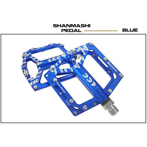 Mountain Bike Pedal : Zjcpow Bicycle Cycling Bike Pedals Mountain Bike Pedals 1 Pair Aluminum Alloy Antiskid Durable Bike Pedals Surface For Road BMX MTB Bike 4 Colors (SMS-337) (Color : Blue)