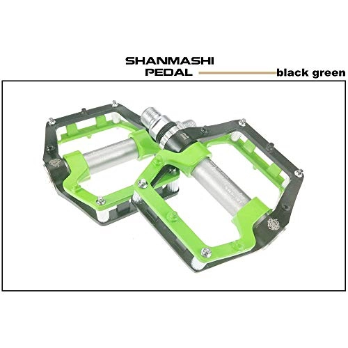 Mountain Bike Pedal : Zjcpow Bicycle Cycling Bike Pedals Mountain Bike Pedals 1 Pair Aluminum Alloy Antiskid Durable Bike Pedals Surface For Road BMX MTB Bike 5 Colors (SMS-181) (Color : Black green)