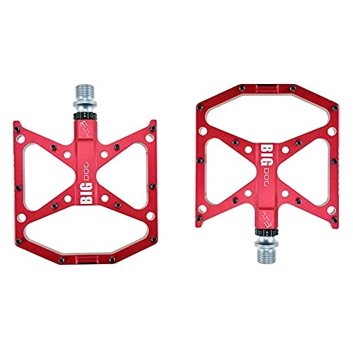 Mountain Bike Pedal : zjyfyfyf Bicycle Pedals Mountain Cycling Bike Pedals Aluminum Anti-Slip Durable Sealed Bearing Axle for Mountain Bike Road Bicycle 2 Pcs (Color : Red)