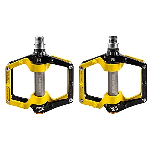 Mountain Bike Pedal : zjyfyfyf Bike Pedals Bicycle Pedals Mountain Cycling Aluminum Anti-Slip Durable Sealed Bearing Axle for Mountain Bike Road Bicycle (Color : Yellow)