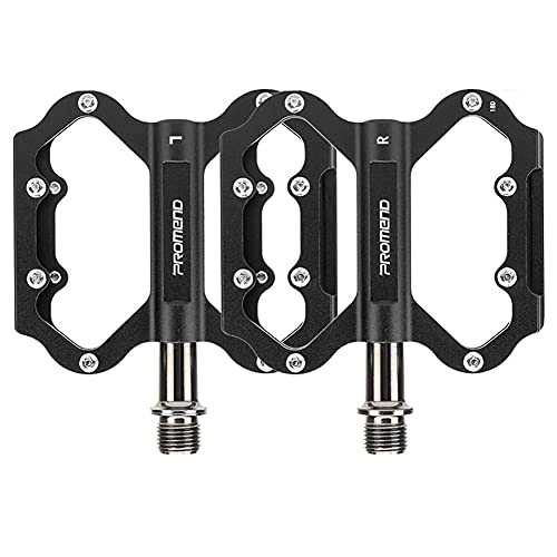 Mountain Bike Pedal : zjyfyfyf MTB Bike Platform Pedals 9 / 16 inch Wide Plus Aluminium Alloy Flat Cycling Pedals Sealed Bearing Axle for Mountain BMX Road Accessories Bicycles with Metal Texture (Color : Black)