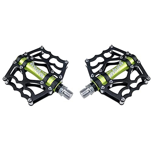 Mountain Bike Pedal : zjyfyfyf MTB Pedals 9 / 16” With Anti-Slip Pins Mountain Bike Pedals Ultra Strong Road Bike Pedals Wide-pitch Fit (Color : Green)