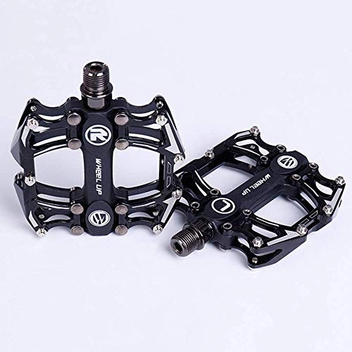 Mountain Bike Pedal : ZMHVOL Outdoor sport 1Pair Bicycle pedal aluminum alloy bearing mountain pedal non-slip pedal accessories YUANQI ( Color : Black )
