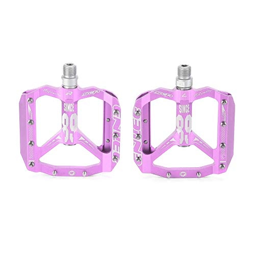 Mountain Bike Pedal : ZMHVOL Outdoor sport Ultralight Bicycle Pedal Anti-slip Quick Release Pedal DH XC Mountain Road Bike Pedal DU Bearing Aluminum Pedals Accessories YUANQI ( Color : Purple )