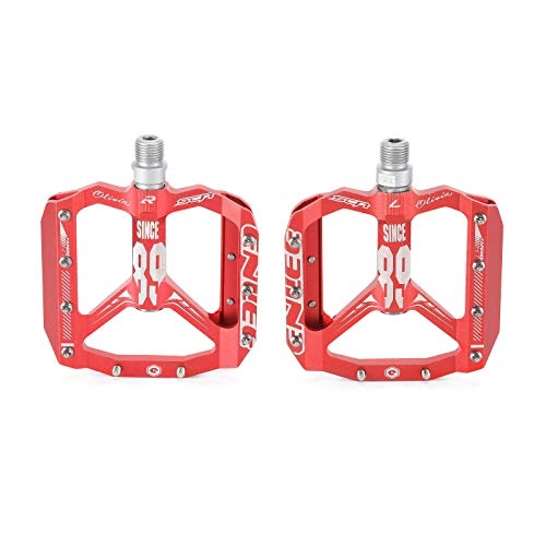 Mountain Bike Pedal : ZMHVOL Outdoor sport Ultralight Bicycle Pedal Anti-slip Quick Release Pedal DH XC Mountain Road Bike Pedal DU Bearing Aluminum Pedals Accessories YUANQI ( Color : Red )