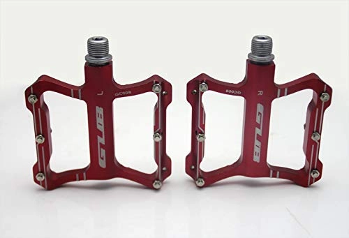 Mountain Bike Pedal : ZMHVOL Outdoor sport Ultralight Slip-resistant Aluminum Alloy Bearing Pedals One Pair Multi-color BaseCamp MTB Pedal Mountain Bicycle Road Bike YUANQI ( Color : Red )