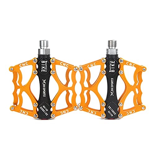 Mountain Bike Pedal : ZSDFW 2PCS Bike Pedals Aluminum Mountain Bike Pedals Waterproof Dust-Proof Non-Slip Bicycle Pedals for Mountain Bike BMX MTB Road Bicycle, Gold
