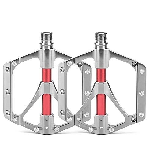 Mountain Bike Pedal : ZSR-haohai Small component Titanium Alloy Bearing Pedals Lightweight Treading Palin Riding Ankle Mountain Bike Bicycle accessories (Color : Silver)