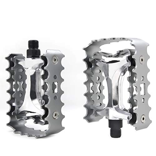 Mountain Bike Pedal : ZTZ MTB Pedals Mountain Bike Pedals 9 / 16 Sealed Bearing, Aluminum Antiskid Durable Bicycle , Bike Platform Pedals Lightweight for BMX MTB (Silver)