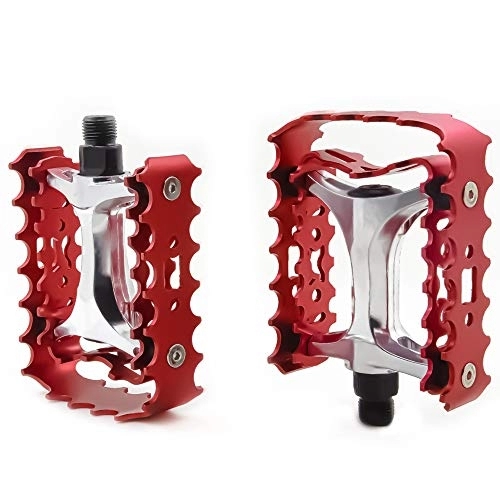Mountain Bike Pedal : ZTZ【UK STOCK】MTB Pedals Mountain Bike Pedals 9 / 16 Sealed Bearing, Aluminum Antiskid Durable Bicycle , Bike Platform Pedals Lightweight for BMX MTB (Red)