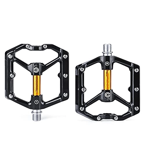 Mountain Bike Pedal : ZWEBY Mountain Bike Pedals Bearing Bike Pedals Bicycle Pedals Aluminum Pedal for Bikes Parts Sealed Anti-Slip (Color : Gold, Size : 10.5x10.4x2.3cm)
