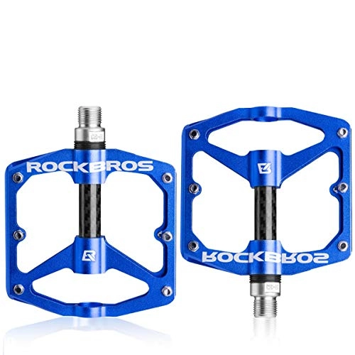 Mountain Bike Pedal : ZXCOOJOOK Bicycle Pedal Mountain Bike Pedals Road Bicycle Accessories Aluminum Alloy Anti-skid Palin Bearing Ankle (Color : Blue)