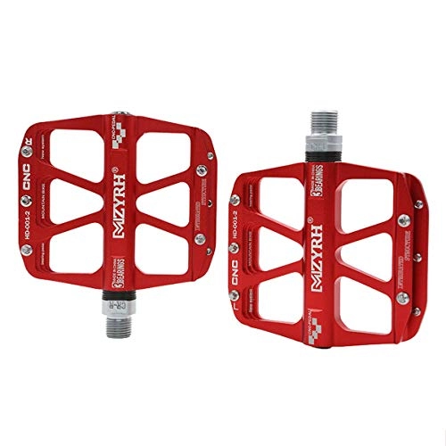 Mountain Bike Pedal : ZXCOOJOOK Bicycle Pedal Mountain Bike Pedals Road Bicycle Accessories Aluminum Alloy Anti-skid Palin Bearing Ankle (Color : Red)