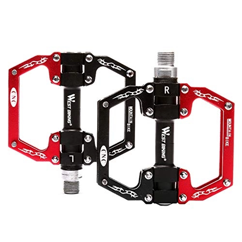 Mountain Bike Pedal : ZXCOOJOOK Cycling Mountain Bike Pedals Universal Bicycle Lightweight Aluminum Alloy Pedals Non-slip Bearing Bicycle Accessories (Color : Red)