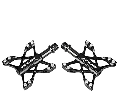 Mountain Bike Pedal : ZYLEDW 6 Bearings Mountain Bike Pedals Mountain Road In-Mold CNC Machined Aluminum Alloy MTB Cycling Cycle Platform Pedal-Black