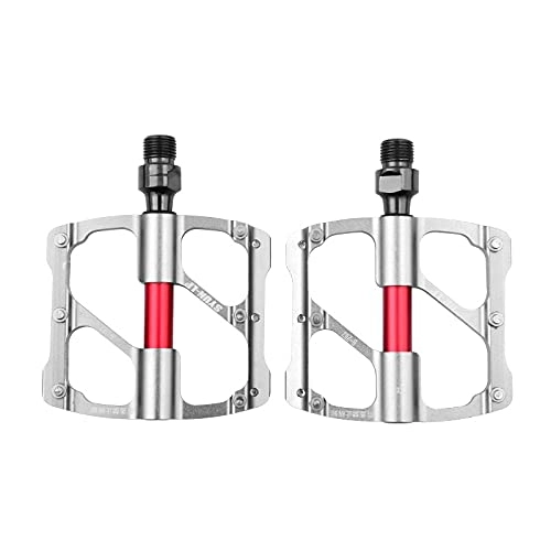 Mountain Bike Pedal : ZYLEDW Bicycle Pedal Aluminum Alloy Anti-Skid Pedals Bearing Pedals For MTB BMX Mountain Road Bike Accessory-Silver