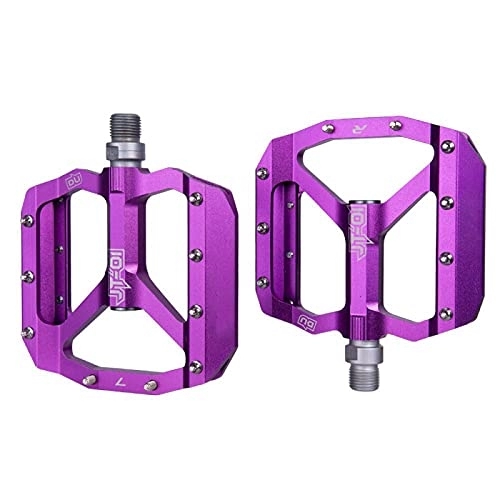 Mountain Bike Pedal : ZYLEDW MTB Road Bike Ultralight Bicycle Pedals Mountain CNC AL Alloy Hollow Anti-slip Bearings Bicycle Pedals Cycling Part-purple