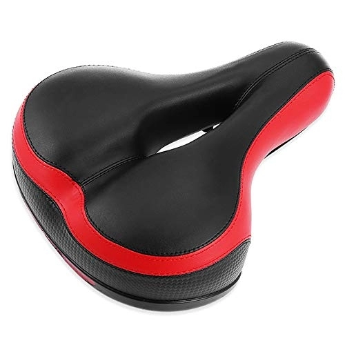 Mountain Bike Seat : 2020 Jans Ge' Store Mountain Bicycle Saddle Cycling Big Wide Bike Seat red&black Comfort Soft Gel Cushion (Color : BK)