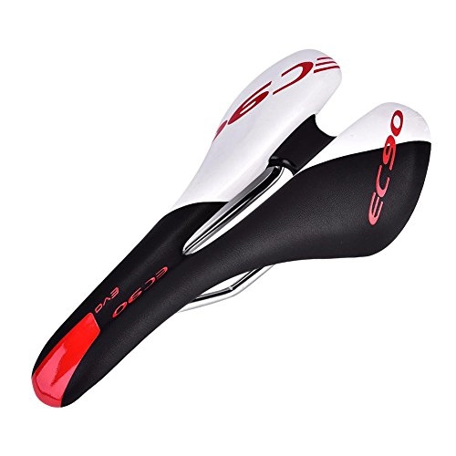 Mountain Bike Seat : 2Colors Durable PU Leather Bike Cycling Saddle Mountain Bike Comfortable with Soft Cushion for Women Men Cycling£¬Fit for Road Bike and Mountain Bike(Black & White)