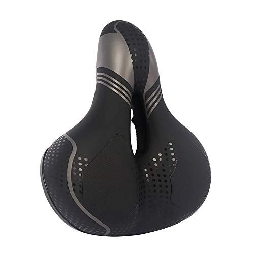 Mountain Bike Seat : AACXRCR Comfort Bike Seat for Women Men, Wide Bicycle Saddle Replacement Memory Foam Padded Soft Bike Cushion with Dual Shock Absorbing Universal Fit for Indoor / Outdoor Bikes with Reflect