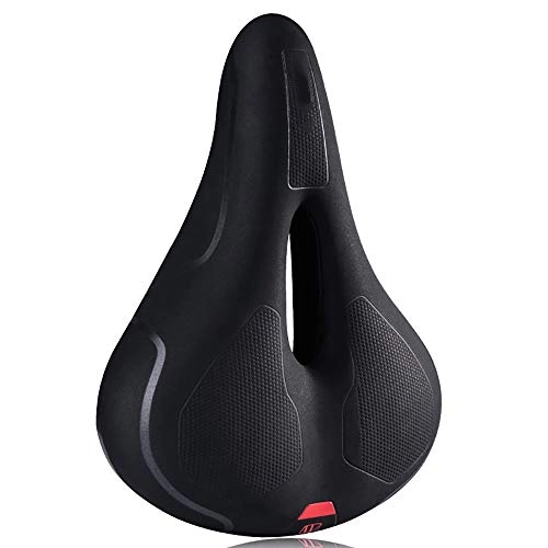 Mountain Bike Seat : AACXRCR Comfortable Gel Bike Seat, Memory Foam Padded Leather Wide Bicycle Saddle Fit Most Men Women Bikes with Central Relief Zone and Ergonomics Design for Mountain Bikes, Road Bikes