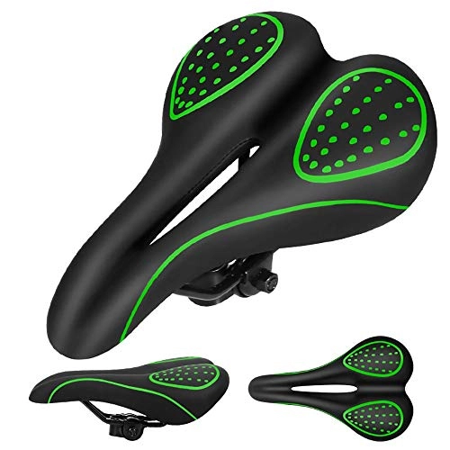 Mountain Bike Seat : AACXRCR Most Comfortable Bike Seat, Silica Gel Mens Padded Bicycle Saddle with Soft Cushion - Improves Comfort for Mountain Bike, Hybrid and Stationary Exercise Bike (Color : Green)