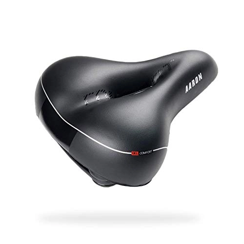 Mountain Bike Seat : AARON - Comfort suspension bike saddle with gel padding - Shock-absorbing, Ergonomic and Comfortable - For Men and Women - Seat for E-bikes, Trekking Bikes, Mountain Bikes - Black